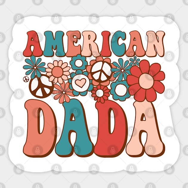 Retro Groovy American Dada Matching Family 4th of July Sticker by BramCrye